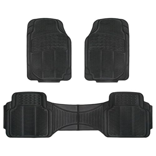 All-Weather 3-Piece Floor Mats for Ford Ranger - Heavy-Duty Rubber Car Mats with Traction Ridges, Waterproof, Black
