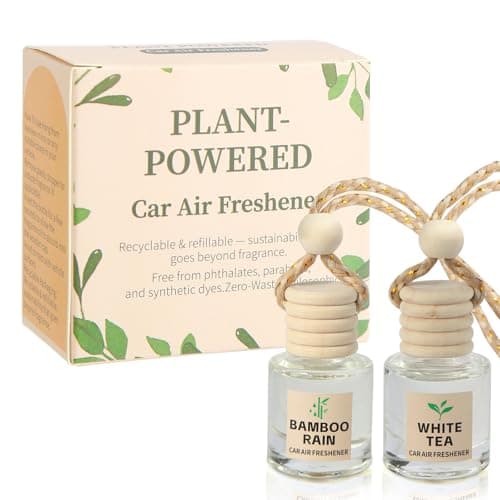 Vietora Eud Essential Oil Car Air Freshener 2-Pack, Hanging Auto Diffuser for Rearview Mirror, Clean & Fresh Aesthetic Interior Decor Accessories (Bamboo Rain & White Tea) Inspired by Westin Hotel