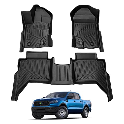 Cartist Floor Mats Fits for Ford Ranger 2019 2020 2021 2022 2023 Accessories All Weather Floor Mat for Ranger Super Crew Floor Liner Heavy Duty Black