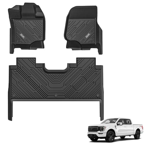 3W Floor Mats Fit for 2015-2025 2026 Ford F150 / F-150 Lightning SuperCrew Cab, TPE All Weather Heavy Duty Floor Liner Custom Fit Accessories Car Liners (with Original Folding Under-Seat Storage Box)