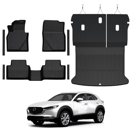 GALVAGNITE Floor Mats for Mazda CX-30 2020-2026, All Weather Floor Mats Trunk Cargo Liner with Backrest Protectors and Door Sill Guards Accessories, Full Coverage Set