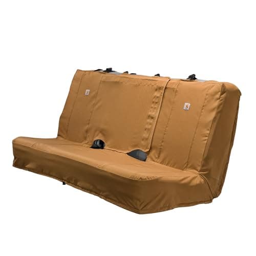 Carhartt Universal Nylon Duck Canvas Automotive Bench Seat Covers, Durable Fitted Full-Size Bench Protection with Rain Defender, Carhartt Brown