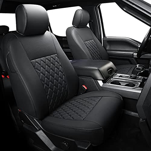 LUCKYMAN CLUB Custom Seat Covers X06-XLT for F150 SuperCrew 2015-2026 Pickup Car Truck, Waterproof Faux Leather, Full Coverage, Also Fit 2017-2026 F250/F350 (Black Full Set)
