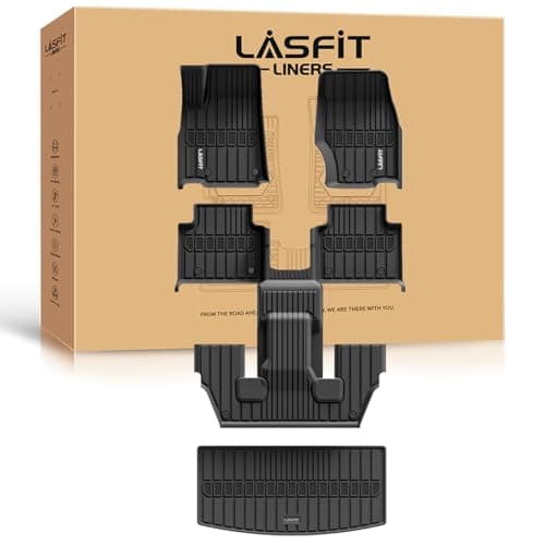 LASFIT Floor Mats for Jeep Grand Cherokee L 2021-2025 2026 (ONLY for 6 Seaters Without Center Console) All Weather Custom Fit Car Floor Liners Trunk Mat Black