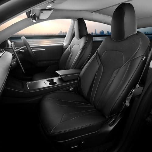 FEINEPRO Seat Covers Fit for Model Y 2020–2024 7-Seater, Custom Full Set for Three Rows, Waterproof Leatherette, Breathable & Easy Installation – Black (Not Fit 2025/2026)