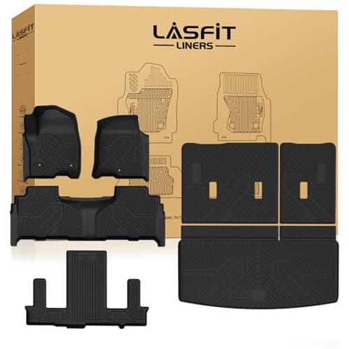 LASFIT Floor Mats & Cargo Mat with Backrest 2021-2026 & Only 7 Seats(Not for 8/9 Seats) for Chevy Tahoe/GMC Yukon(Only Yukon, Not Fit Yukon XL)/Cadillac Escalade(Only Escalade, Not Fit Escalade ESV)