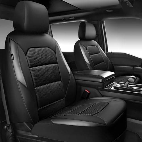 CAR PASS Memory Foam Car Seat Covers,Air Cool Mesh Thick Seat Covers Front Seats,Gray Metal Film Leather Seat Cover for Car,Universal Automotive Comfort for Most Car,Truck,Airbag Compatible,Black/Grey