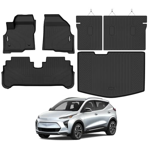 Bingoliner Floor Mats for Chevrolet/Chevy Bolt EUV 2022-2024 Trunk Mat and Backrest Mat All Weather TPE Protector for Chevy Bolt EUV Accessories