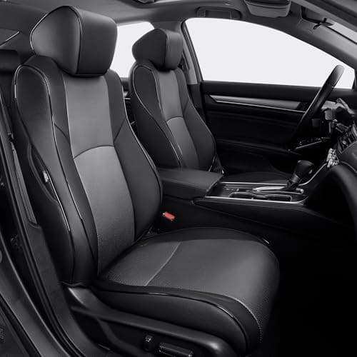 TTX LIGHTING Custom Fit Seat Covers for Honda Accord: EX-L,Touring,Sport,EX,Hybrid 2018 2019 2020 2021 2022 Faux Leather Full Set Compatible Airbag Car Seat Protector Black&Gray