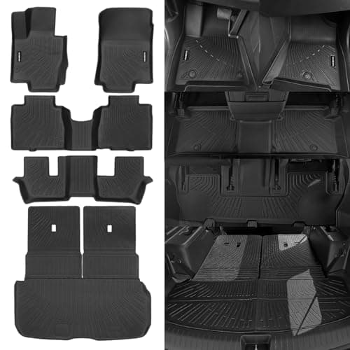 Naibeve Floor Mats for 2020-2026 Mercedes Benz GLS 7-Seater- All Weather Custom for Mercedes Benz GLS Floor Mats & Cargo Mat & Backrest Mats Waterproof Interior Accessories