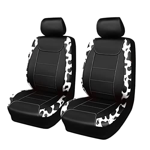 Flying Banner car seat Covers Protects Water Proof Faux Leather Carbon Fiber Fronts Cow Black