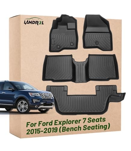 Landrol Heavy Duty Floor Mats Replacement for Ford Explorer 7 Seat 2015 2019 Protection Liners Custom Fit Waterproof Durable Odorless Carpet All Weather black