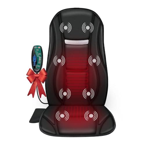 Snailax Vibration Back Massager with Heat, Seat Massager with 8 Vibrating Motors & 5 Modes, Chair Massager Cushion, Massage Pad for Chair, Office, Gifts for Mom