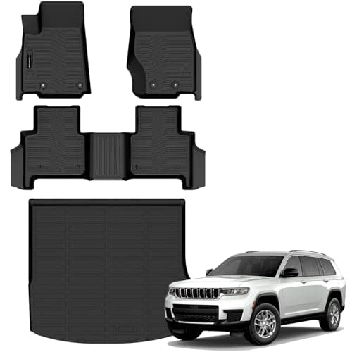 All Weather Floor Mats Cargo Mat Fit for Jeep Grand Cherokee(WL Include 4xe, Not WK2 or WL75) 2022-2025 2026 5 Seat Only TPE Rubber Liners All Season Guard Odorless Anti-Slip Floor Mats Cargo Liner