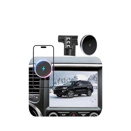Phone Mount for Jeep Grand Cherokee (2014-2017 2018), Magnetic Phone Holder, Magsafe Car Mount Charger, Dashboard Phone Holder, 15W Wireless Fast Charging for iPhone, Samsung & Google, Car Accessories