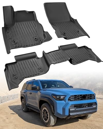 MikeEV Custom Fit 3 Pcs Floor Mats for Toyota 4Runner 2025 - All-Weather Rubber Mats & Liners - Heavy Duty Car Interior Protection for Pickup Truck, All Weather-Resistant & Easy to Clean