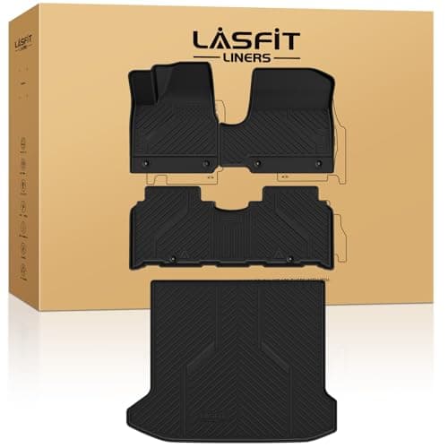 LASFIT Floor Mats & Cargo Mat Fits for Hyundai Ioniq 5(Unmovable Console) 2024 2023 2022, All Weather TPE Custom Fit Full Set Accessories for Ioniq 5 2022-2024 Floor Liners & Trunk Liner, Black