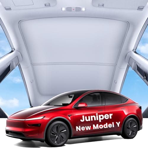 REEVAA Upgraded Tesla Model Y New (Juniper) Sunshade Roof [No Gaps, No-Sagging] Tesla Y Accessories Heat Insulation Foldable Glass Sunroof Cover for Model Y Juniper 2025-2026, 2PCS, Gray