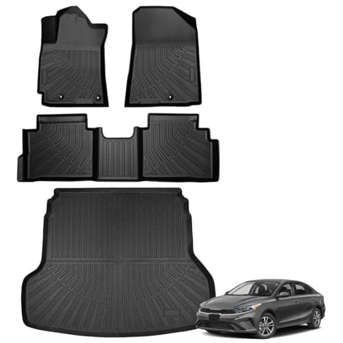 Floor Mats for Kia Forte S | EX | FE | LX | LXS | GT | GT-Line 2019-2024 2025 2026, TPE Waterproof Non-Slip All Weather Protection Custom (Floor Mats & Cargo Liner)