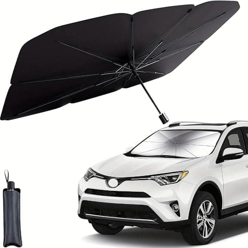 FESAREYA Windshield Sun Shade Foldable Umbrella, Sun Shade for Car Windshield, Car Window Shades [Silver Heat Shield - UV Reflective] Universal Fit Medium (56"x31")