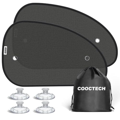 COOCTECH 2026 New Upgrade Car Window Shades for Side Window 25"X15"(2 Pack),Car Window Shade for Baby Suction Cup,Sun Shade Side Window Can Blocks 99.98% UVR
