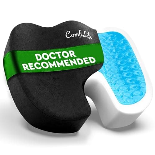 ComfiLife Premium Gel & Memory Foam Seat Cushion – Doctor Recommended Office Chair Cushion, Car Seat Cushion – Chair Cushions for Back & Sciatica Pain Relief – Seat Cushions for Office & Desk (Black)