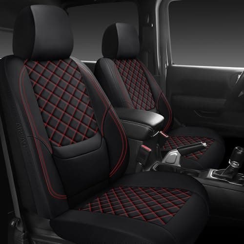WENNFOUR Wrangler Seat Covers 2007-2026 Full Set, Waterproof Leather Interior Sets with Lumbar Support Custom Fit for Jeep Wrangler JK JL 4 Door Unlimited Sahara/Sport/Rubicon X 392 Willys, Black Red