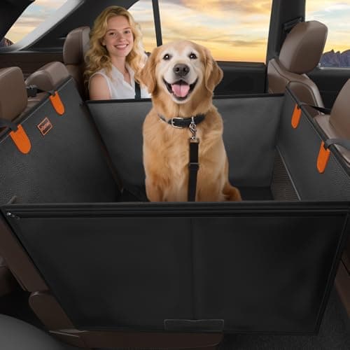 FURTIME Large Dog Car Seat, Upgraded PU Leather Back Seat Extender with Hard Bottom, Waterproof Pet Car Seat Cover for Medium Sized Dog, Pet Hammock for Cars, SUVs, Trucks