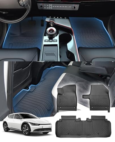 Sunsdrew Floor Mats for 2022-2024 Kia EV6 Accessories, All Weather Floor Liners Front Rear 2 Rows Car Mats TPE Rubber Raised Edge