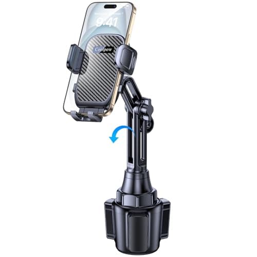 Coolpow Cup Holder Phone Holder for Car Phone Holder Cup Holder Phone Mount【Ultra Stable & Never Shake】 Phone Holders for Your Car Cupholder Cell Phone Car Mount for iPhone Samsung All Smartphones