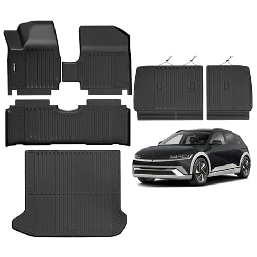 Naibeve Floor Mats for 2025-2026 Hyundai Ioniq 5 Unmovable Console - All Weather Custom Fit for Hyundai Ioniq 5 Unmovable Console Floor Mats & Trunk Mat & Backrest Mats Waterproof Accessories