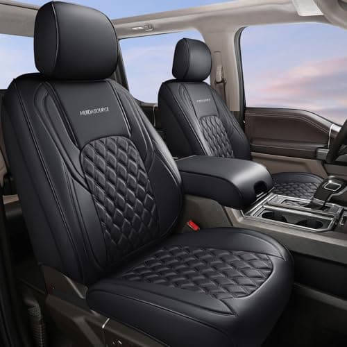 Huidasource Wrangler JK Seat Cover 4 Door, Waterproof Leather Custom Car Seat Cover, Front&Rear Seat Cushion Protector Fit for Jeep Wrangler JK 4-Door Sahara Sport Rubicon 2007-2017(Full Set/Black)