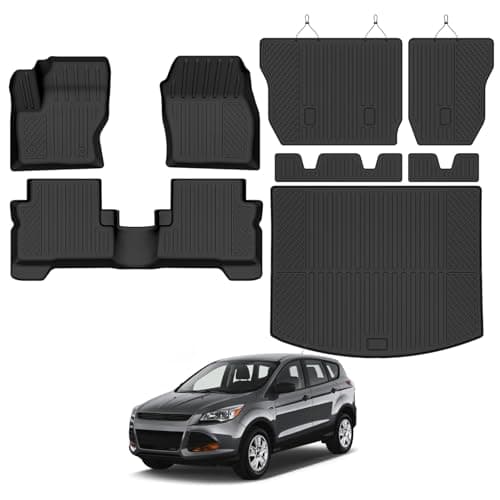 Bingoliner Floor Mats for Ford Escape 2013-2019, Trunk Mat and Backrest Mat All Weather TPE Protector for Ford Escape Floor Liner Accessories