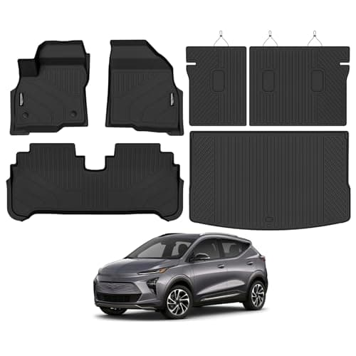 Tongama-Floor Mats for 2022-2024 Chevrolet Bolt EUV (Not for EV), All Weather TPE Floor Liners and Trunk Mat and Backrest Mats Protectors for Chevy Bolt EUV Waterproof Interior Accessories