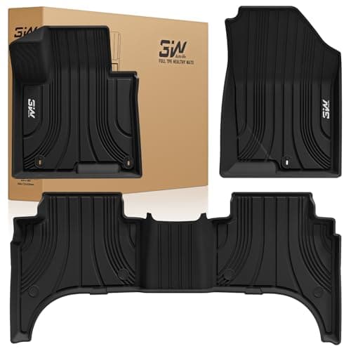3W Floor Mats Custom for Hyundai Santa Cruz Pickup 2025 2024 2023 2022 All Weather Protection TPE Heavy Duty Non-Slip Automotive Floor Liners Fits 1st & 2nd Row Full Set Accessories, Black