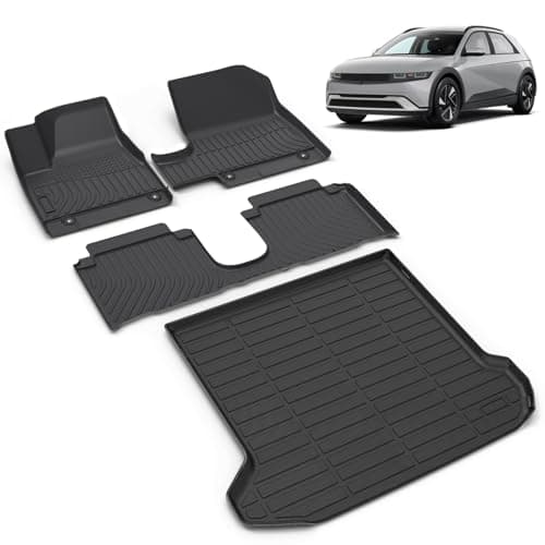 VOUKIY All Weather Car Floor Mats & Cargo Liner Set Fit for Hyundai Ioniq 5 Movable Console 2025-2026 (Limited Models) Floor Liners Trunk Liner Ioniq 5 Cargo Mat Accessories Black