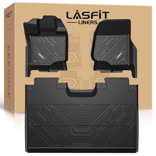 LASFIT Floor Mats for Ford F-150 2015-2026 | F150 Lightning 2022-2025 SuperCrew (Rear w/o Fold Flat Storage) Carpet Floor All Weather Protector TPE Truck Liners- 1st & 2nd Row, 3pcs Black