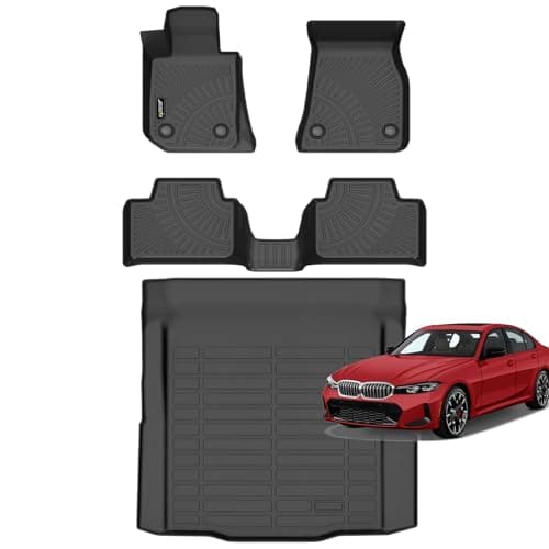 Jenofa-Floor Mats for BMW 3 Series 2019-2025 & M3 2020-2025 (Only Sedan) Cargo Mat Car Mats for BMW M3 All Weather Floor Liner Custom Fit Automotive Full Set Accessories