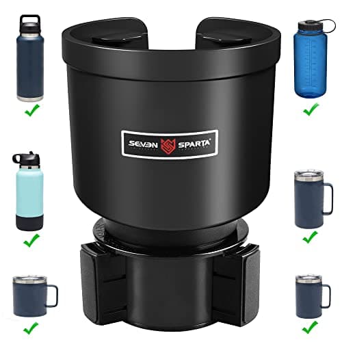 Upgraded Car Cup Holder Expander Adapter with Offset Adjustable Base, Compatible with Yeti 14/24/36/46oz Ramblers, Hydro Flasks 32/40oz, Other Large Bottles Mugs in 3.5"-4.0"