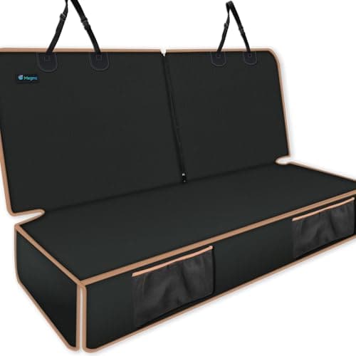 Dog Car Seat Cover for Back Seat, Waterproof PU Leather Bench Seat Covers for Trucks Ford F 150/Ram 1500/Chevy Silverado/GMC Covers, Non-Slip Back seat Pet Cover for Dogs in Car, Easy to Use and Clean