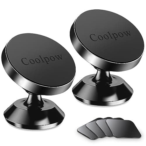 Coolpow【2 Packs 】Magnetic Phone Holder for car【Strong Magnet】phone holders for your car phone holder Mount for Car【4 Metal Plate】Universal Dash cell phone car mount for iphone Samsung car accessories