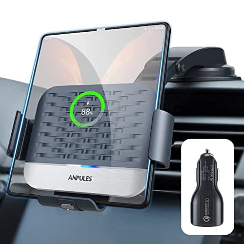 ANPULES Wireless Car Charger for Samsung Galaxy Z Fold 7/6/5/4/3, Dual Coils，Fast Charging Phone Car Mount for Christmas, Auto-Clamping Air Vent Dashboard Car Phone Holder for Galaxy Z Fold/Note