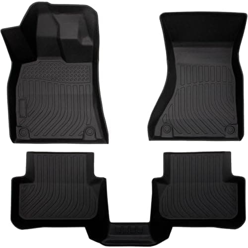 All-Weather TPE Rubber Floor Mats Compatible with 2009 2010 2011 2012 2013 2014 2015 2016 Audi S4 A4, Custom Fit Full Car Carpet Liners Set (Black)
