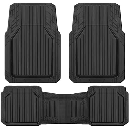 CAR PASS Heavy Duty Rubber Floor Mats for Car, Waterproof Liner Deep Dish Car Mats Full Sets, Universal Trim to Fit for SUV Truck Sedans Vans, All Weather Automotive Floor Mats 3pcs, Solid Black