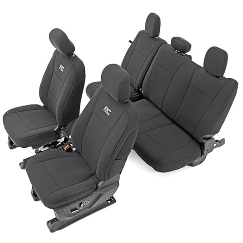 Rough Country Neoprene Front & Rear Seat Covers for Ford F-150, Lightning, F-250 & F-350 (2015-2026) Crew Cab w/Front Bucket Seats & Rear 60/40 Split