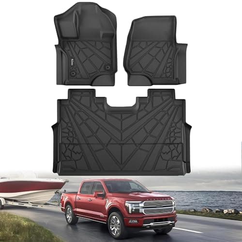 KARPAL Floor Mats for 2015-2025 2026 Ford F-150 SuperCrew (Includes 2022-2026 Lightning), Custom Fit TPE All Weather Ford F150 Accessories 1st & 2nd Row Floor Liner