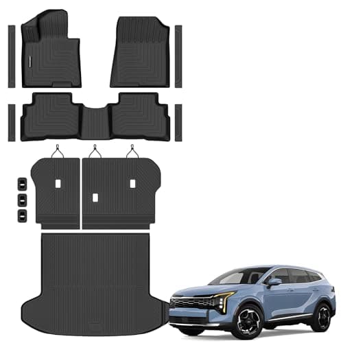 Floor Mats for 2023-2026 Kia Sportage Hybrid Upgrade Trunk Mat with Backrest Mat All Weather TPE Floor Liners Fit for Sportage 2026 Anti-Slip Full Set Car Accessories(Not Fit PHEV)