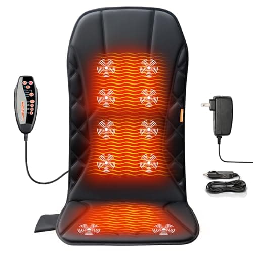 CARSHION Upgraded Length Back Massager with Heat,10 Vibration Massage Seat Cushion for Home,Heated Seat Cover Cushion for Pain Relief