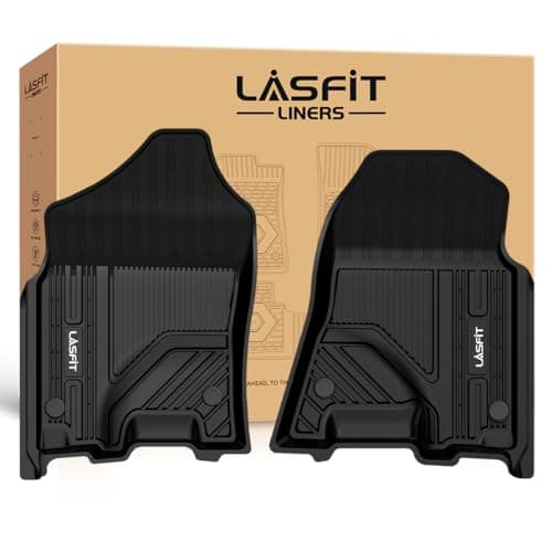 LASFIT Floor Mats for Ram 1500 2019-2024 Crew Cab and Quad Cab Front, Bucket Seat, All Weather TPE Custom Fit Car Mats Truck Front Liners 1st Row Only, Black