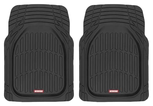 Motor Trend -2 Piece Front Car Floor Mats- Black FlexTough Contour Liners-Deep Dish Heavy Duty Rubber Floor Mats for Car SUV Truck & Van-All Weather Protection, Universal Trim to Fit